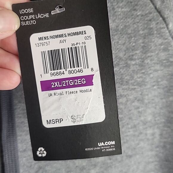NWT Men's Under Armour UA Rival Fleece Hoodie 2XL - Picture 3 of 7